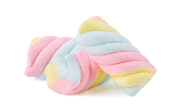 彩色棉花糖糖孤立在白色图片下载