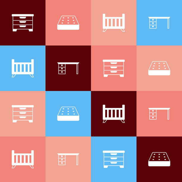 设置流行艺术抽屉柜床垫婴儿床图片下载