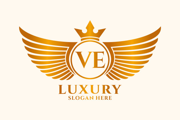 豪华皇家翼字母ve冠金色标志图片下载