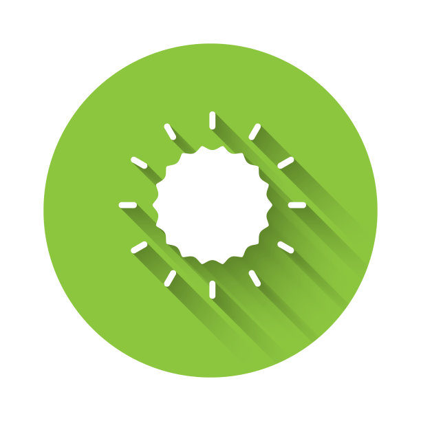 白色的太阳图标孤立与长阴影绿色图片下载