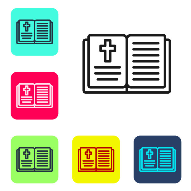 黑线圣圣经书图标孤立在白色图片下载