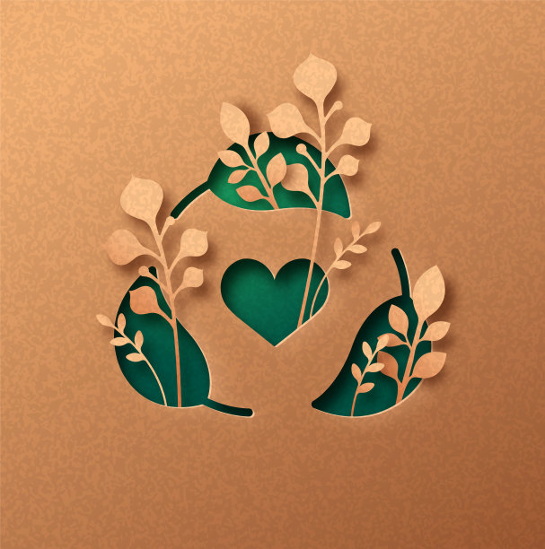 绿色回收废纸循环护理剪纸理念图片下载