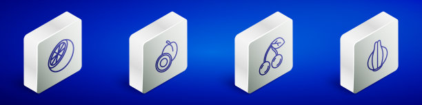 设等距线橙、果、梅、樱桃和图片下载