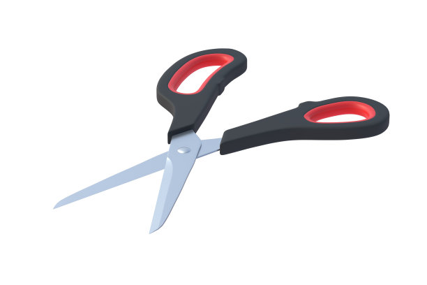 打开的剪刀孤立在白色背景。三维渲染图片下载