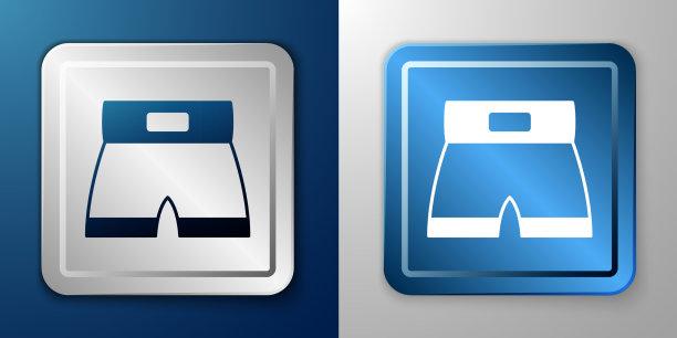 白色的拳击短图标孤立的蓝色和灰色图片下载