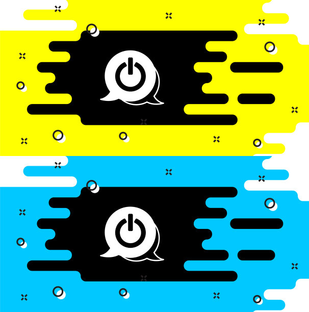 白色电源按钮图标隔离在黑色图片下载