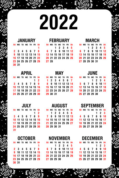 日历2022周从周日开始图片下载