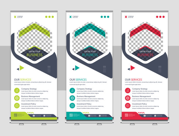 创意商业机构卷起横幅设计图片下载