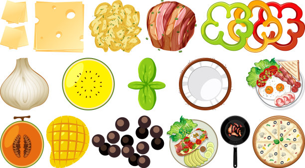 白色背景的食材集合图片下载