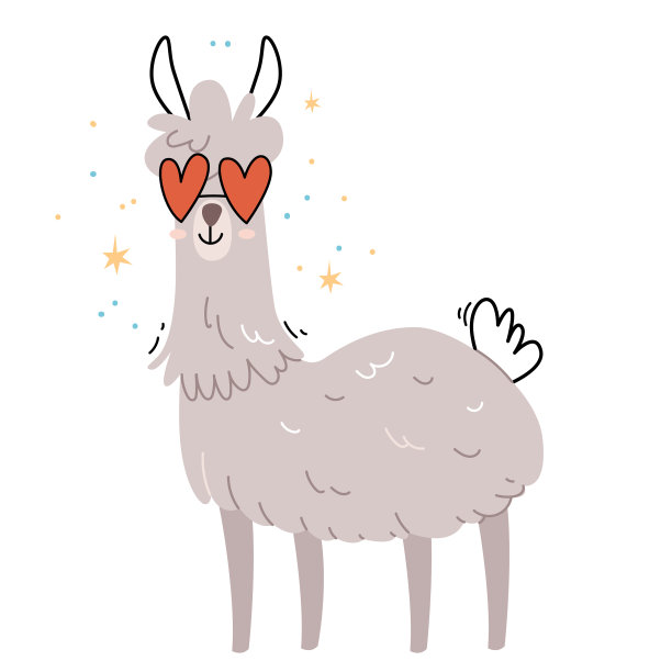 戴着心形眼镜的骆驼喇嘛笑得很孩子气图片下载