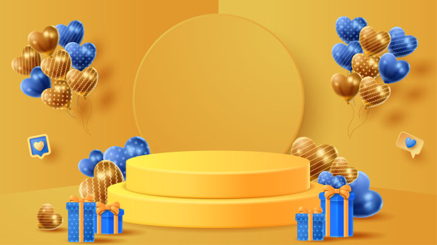 夏季展示平台装饰背景与海滩装饰。向量的三维演示图片下载