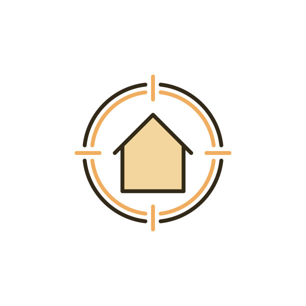 房子在目标概念彩色图标或图片下载