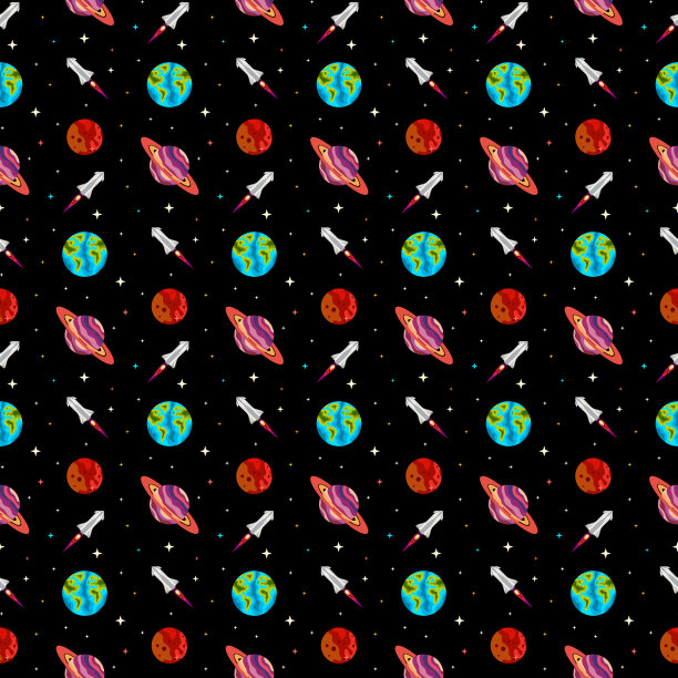 火箭空间行星矢量无缝模式图片下载