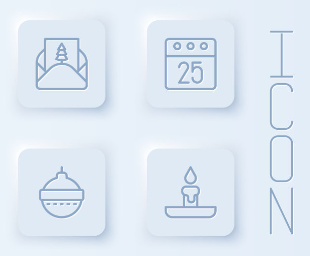 设定线信封圣诞节日历球图片下载