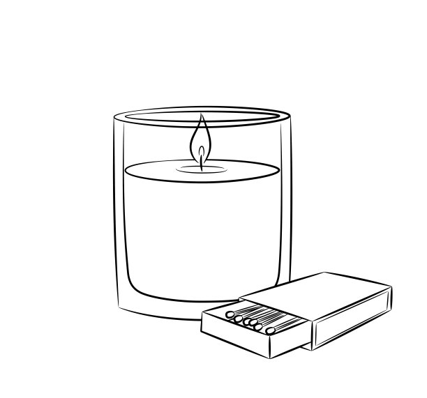 玻璃杯里的蜡烛和火柴图片下载