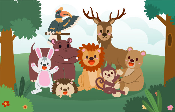 班纳丛林动物在森林里图片下载