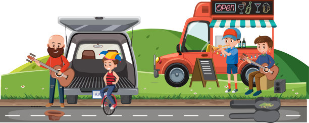 人们在公园里做街头表演图片下载