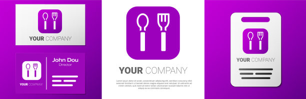 标志型叉子和勺子图标孤立在白色图片下载