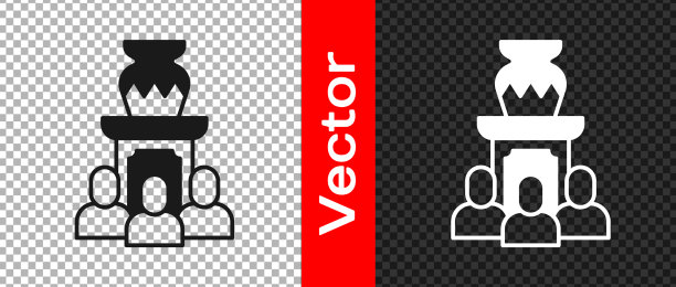 黑色拍卖古代花瓶图标孤立上图片下载