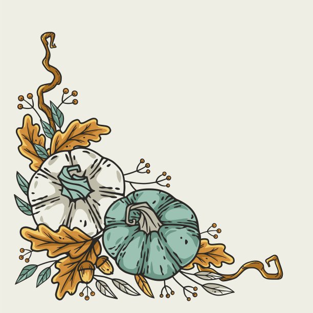 万圣节的秋天角落用南瓜和树叶图片下载