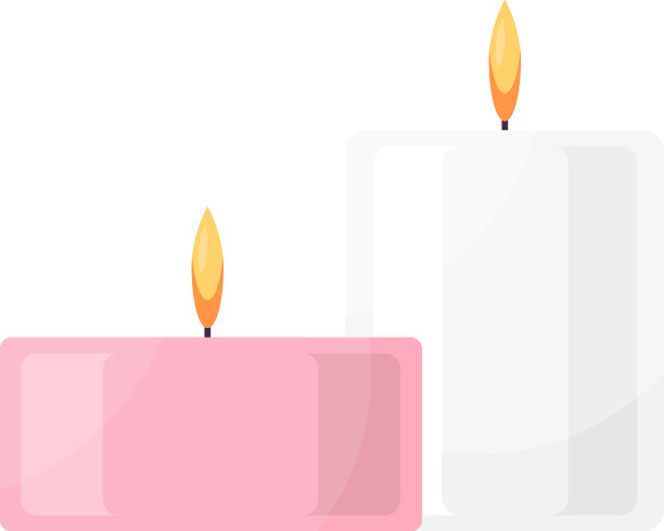 两支粉白色的香薰蜡烛随着燃烧图片下载
