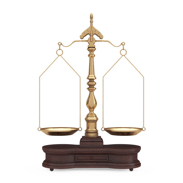 Old Justice Golden Scales with Two Arms. 3d渲染图片下载