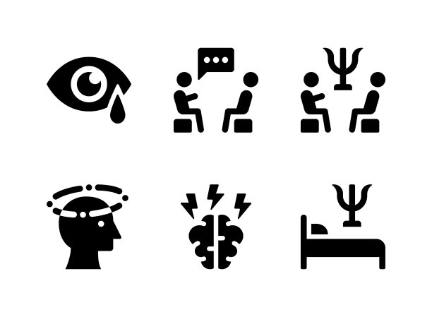 简单的心理健康相关矢量固体图标集图片下载