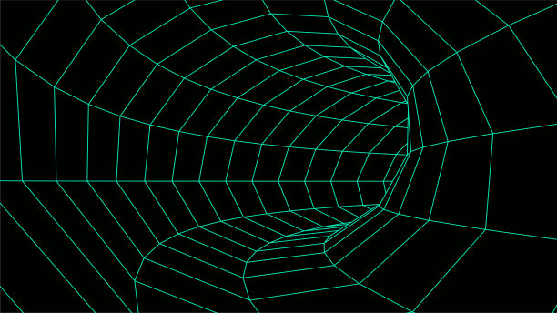 线框抽象的隧道。隧道三维网格。未来的3 d门户。网络的网络技术。矢量插图。图片下载