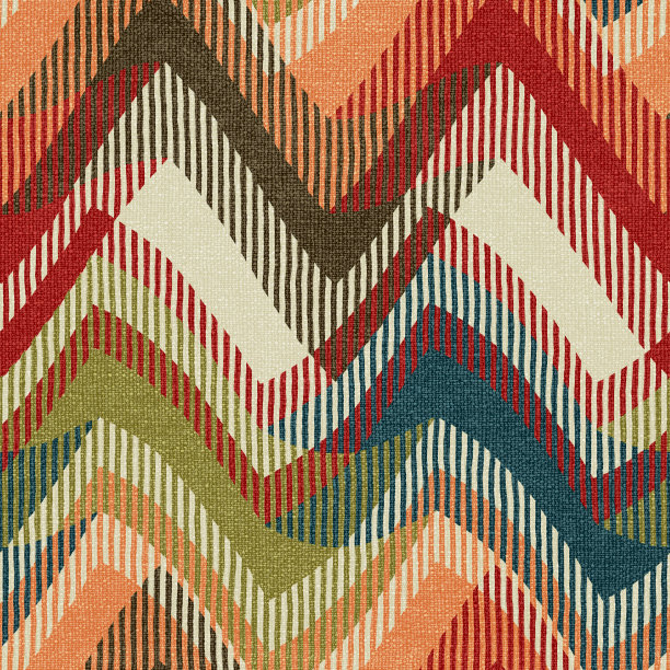 地毯无缝纹理与chevron和条纹图案，织物，垃圾背景，波西米亚风格的模式，3d插图图片下载