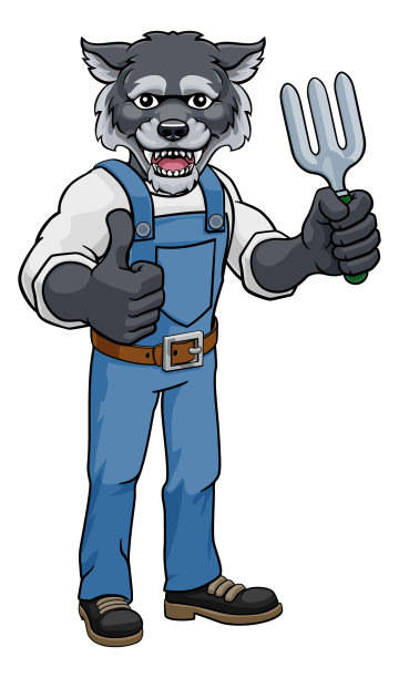 狼园丁园艺动物吉祥物图片下载