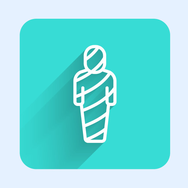 白线埃及木乃伊图标孤立与长图片下载