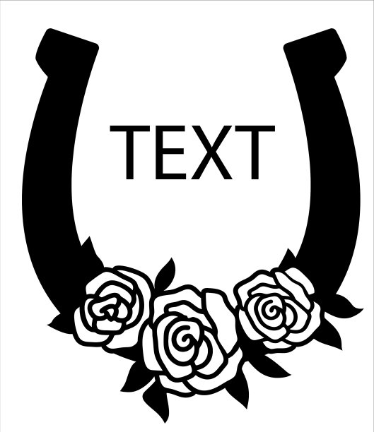 马蹄剪影与鲜花vintage图片下载