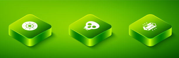 设置等距头骨宝石石和盾维京图片下载