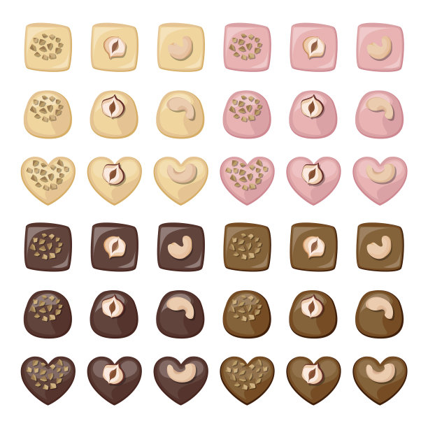 一套白色牛奶粉红色和黑色巧克力图片下载