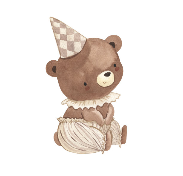 水彩熊在一个帽子插图的孩子图片下载