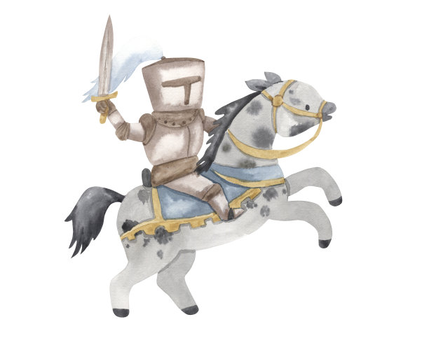 儿童水彩骑士插图图片下载