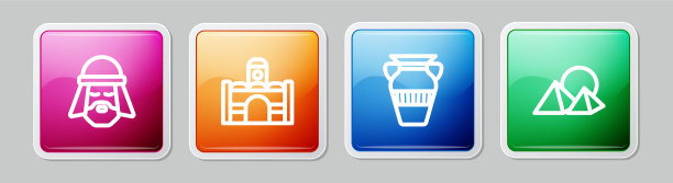 在埃及男人的房子里摆放花瓶和金字塔图片下载