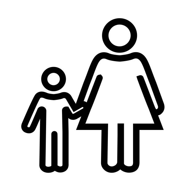 简单的图标的妇女和儿童。妇女和儿童的象征。图片下载