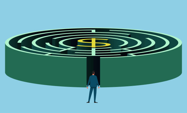 商人面前的迷宫矢量插图图片下载