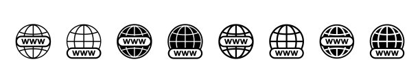 互联网图标：Web www标志，网站矢量图标，访问URL页面符号（白色背景上孤立）图片下载