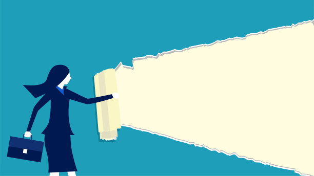 一位女商人将纸撕碎，展示他的作品。还有空间可以输入演示文本图片下载