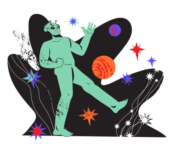 有趣的微笑太空外星人卡通绿色人形图片下载