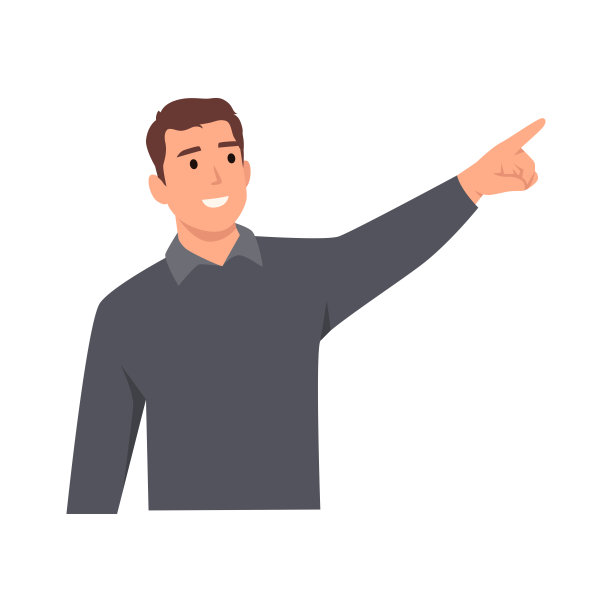 年轻人指着卡通人物图片下载