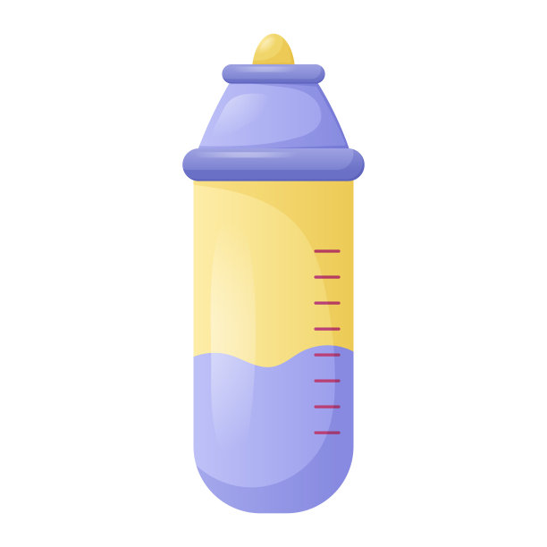 宝宝奶瓶与安抚奶嘴，矢量孤立卡通插图。图片下载