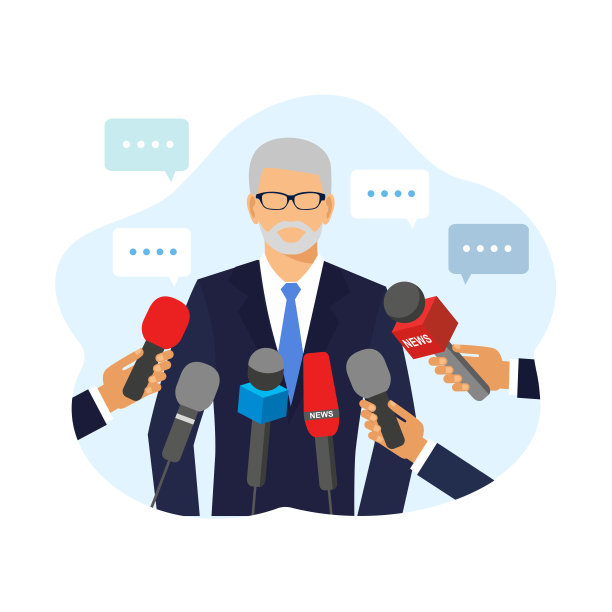 现场报告的概念。新闻发布会。与麦克风。新闻、采访、新闻发布会。图片下载