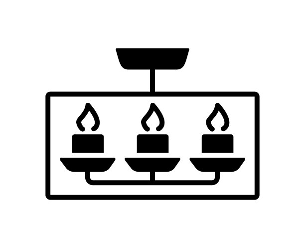 复古的吊灯。蜡烛冲装灯。老式灯具。平面轮廓矢量图标。家居装饰。图片下载