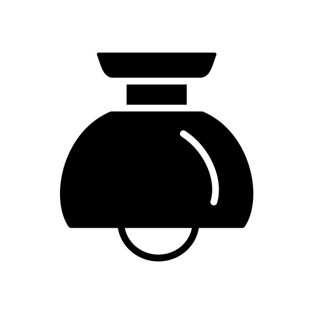 现代小型吊顶灯。冲山光。家居、办公室照明灯具。平面轮廓矢量图标。图片下载