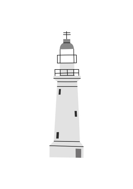 矢量彩色手绘插画与帕福斯灯塔，塞浦路斯。图片下载