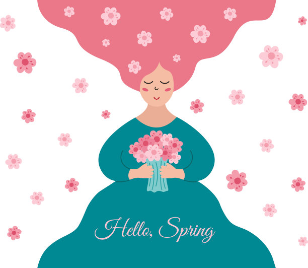 你好，春天短信可爱漂亮的女孩带图片下载