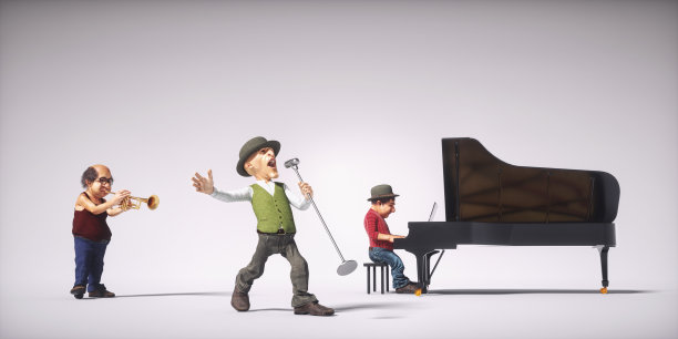 爵士乐队在舞台上演奏。图片下载